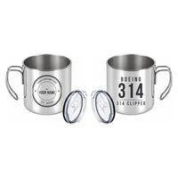 Thumbnail for Boeing 314 Clipper - Portable Mug - Tag + Name - Silver
