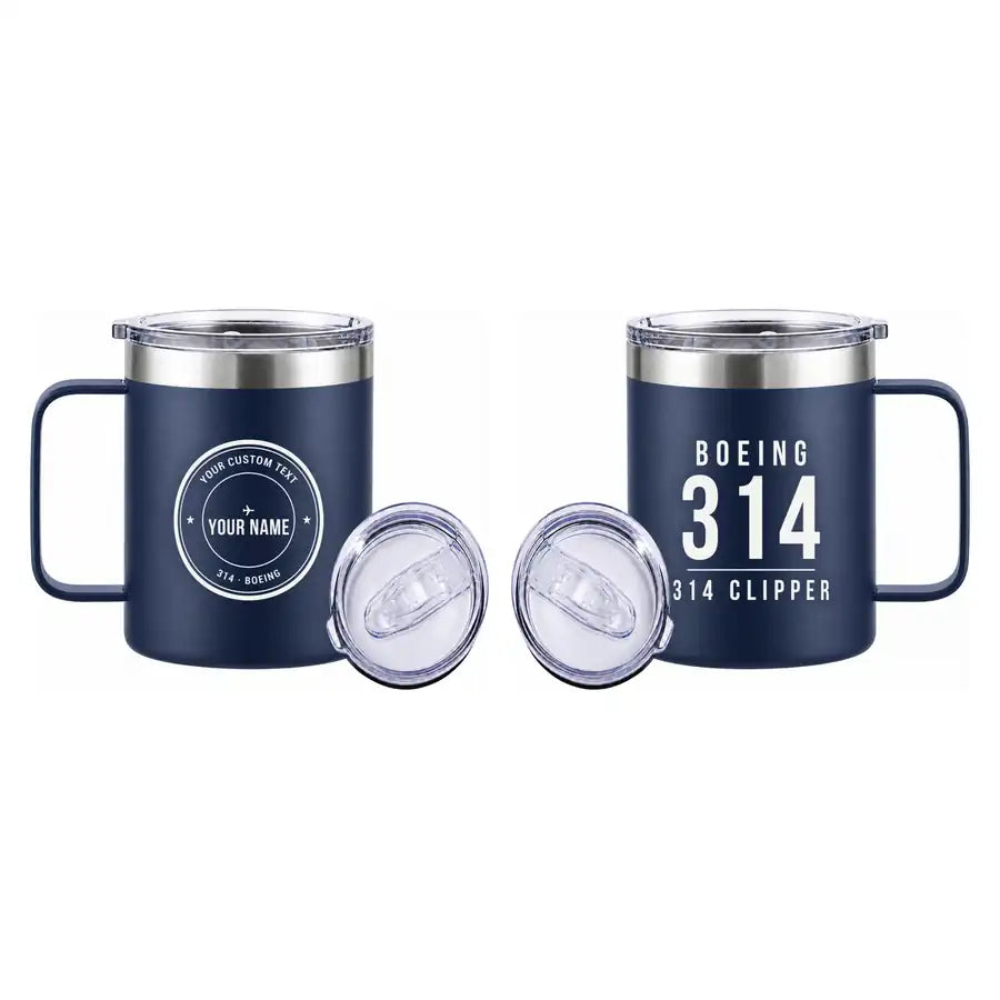 Boeing 314 Clipper - Stainless Steel Mug - Tag + Name - Navy Blue