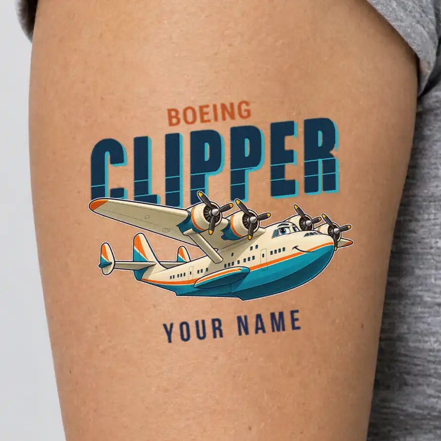 Boeing 314 Clipper - Tattoo - Cartoon + Name