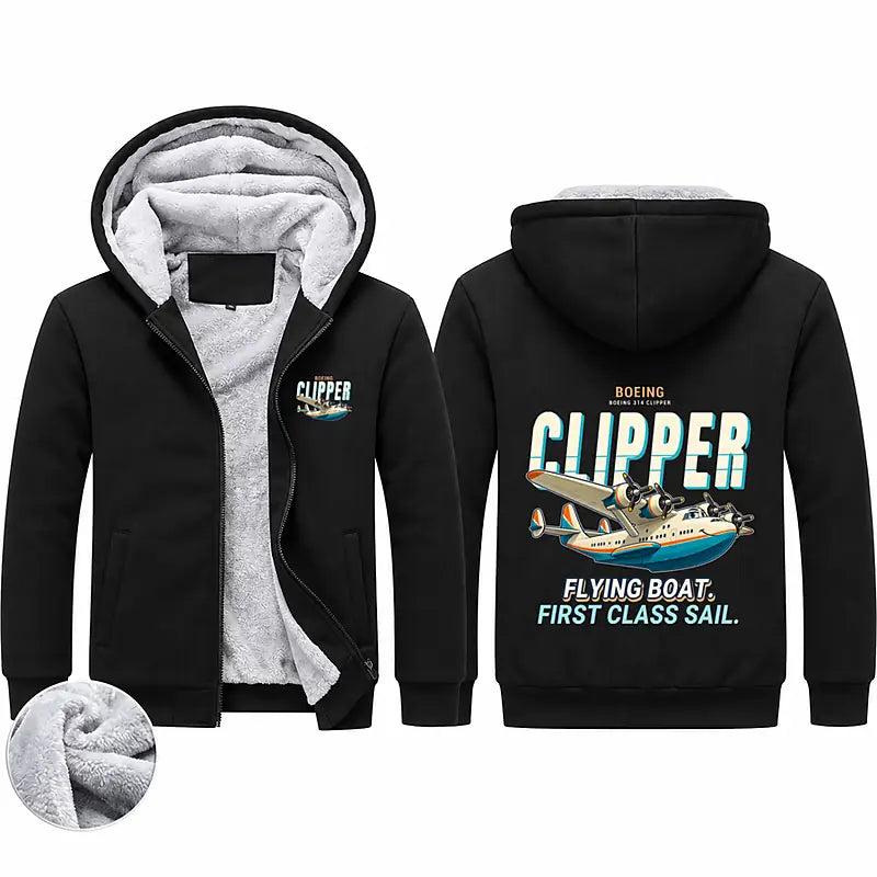 Boeing 314 Clipper Zipped Sweatshirts - Cartoon - Black