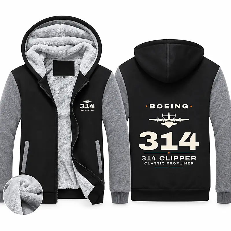 Boeing 314 Clipper Zipped Sweatshirts - Heritage - Black & Gray