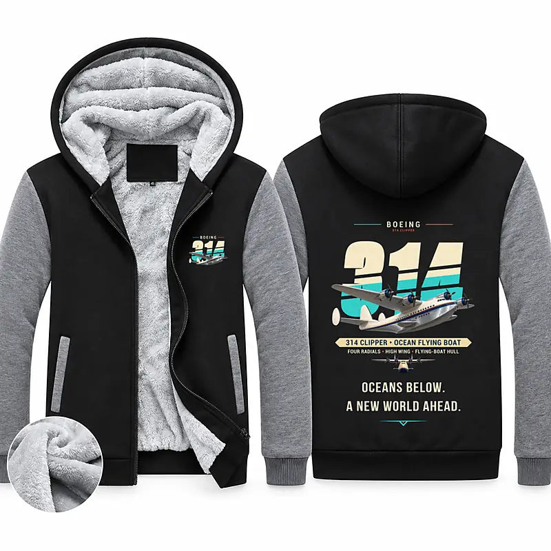 Boeing 314 Clipper Zipped Sweatshirts - Original - Black & Gray