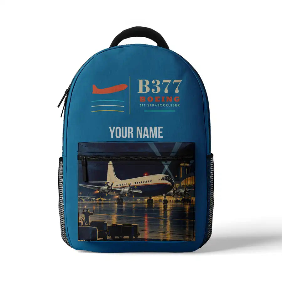 Boeing 377 Stratocruiser - 3D Backpack - Light Blue + Name