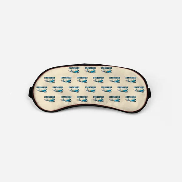 Boeing 377 Stratocruiser - Cartoon Pattern - Sleep Mask - Beige