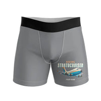 Thumbnail for Boeing 377 Stratocruiser - Men Boxers - Cartoon + Name - Gray