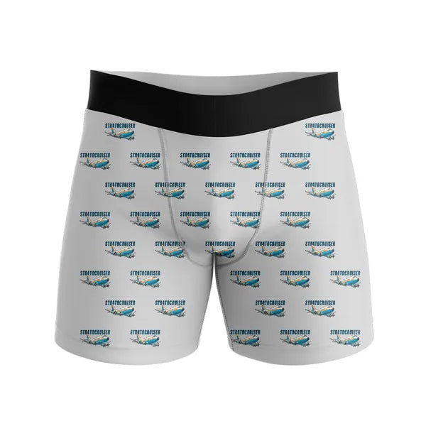 Boeing 377 Stratocruiser - Men Boxers - Cartoon Pattern - Light Gray