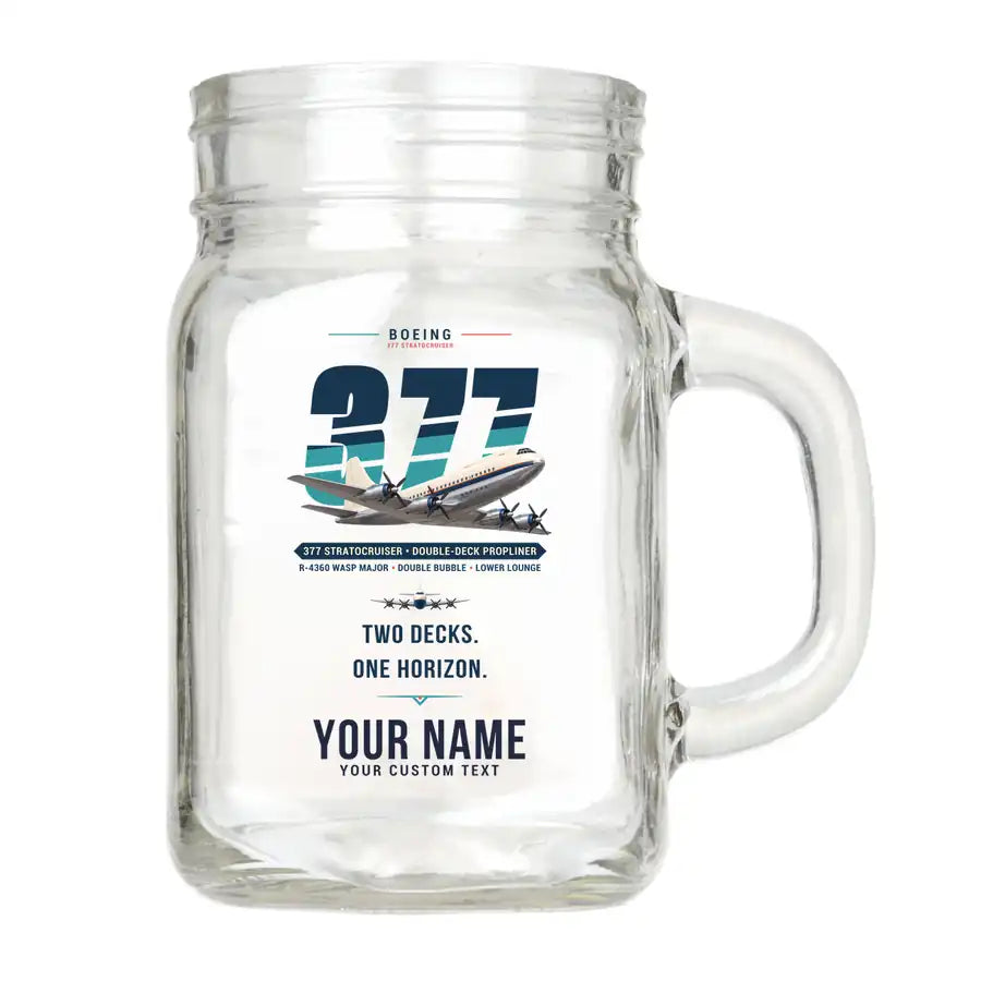 Boeing 377 Stratocruiser - Original + Name - Cocktail Glass (Mason Jar)