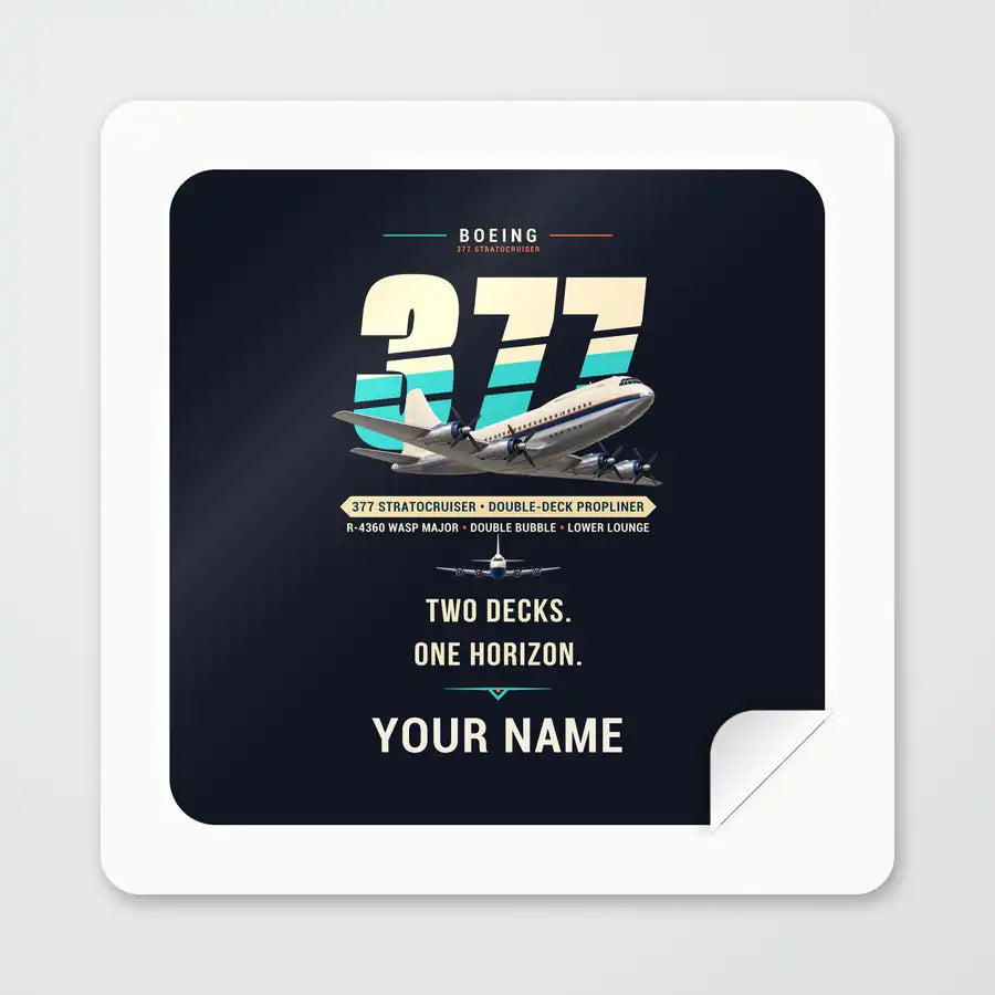 Boeing 377 Stratocruiser - Original + Name - Square Sticker - Peel