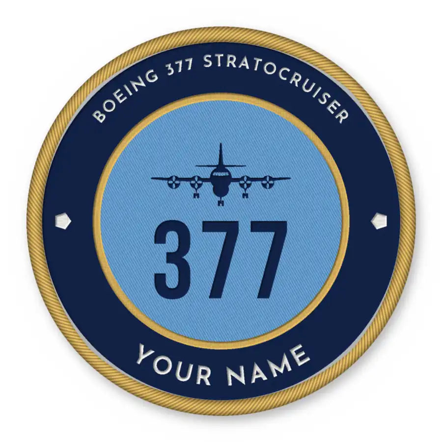 Boeing 377 Stratocruiser Patches - Circle + Name - Navy Sky