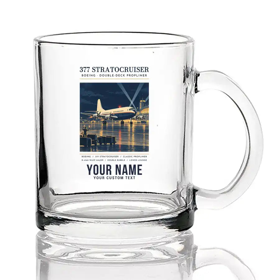 Boeing 377 Stratocruiser - Poster + Name - Coffee & Tea Glass