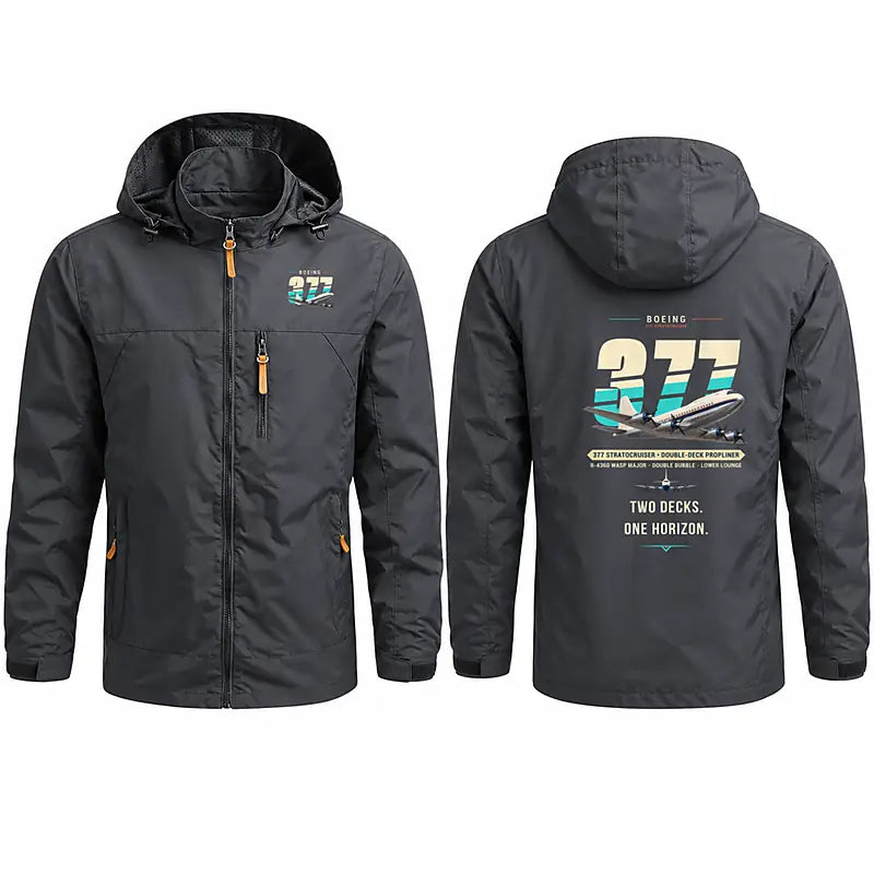 Boeing 377 Stratocruiser Stylish Jackets - Hooded Windbreaker - Original - Charcoal