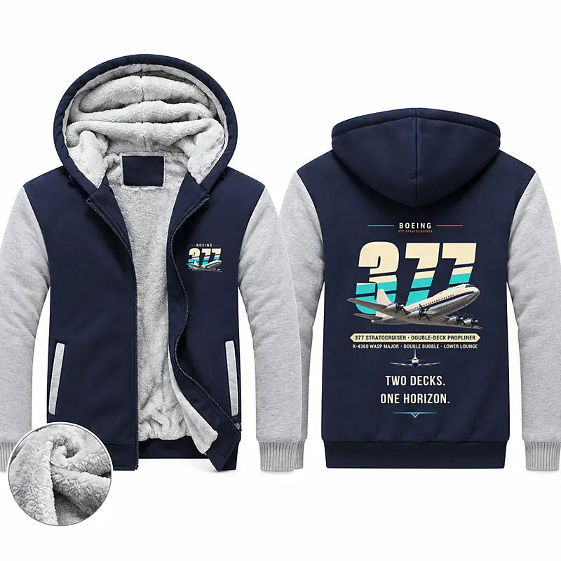 Boeing 377 Stratocruiser Zipped Sweatshirts - Original - Navy & Gray