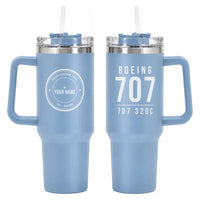 Thumbnail for Boeing 707-320C - 40oz Car Mug - Tag + Name - Light Blue