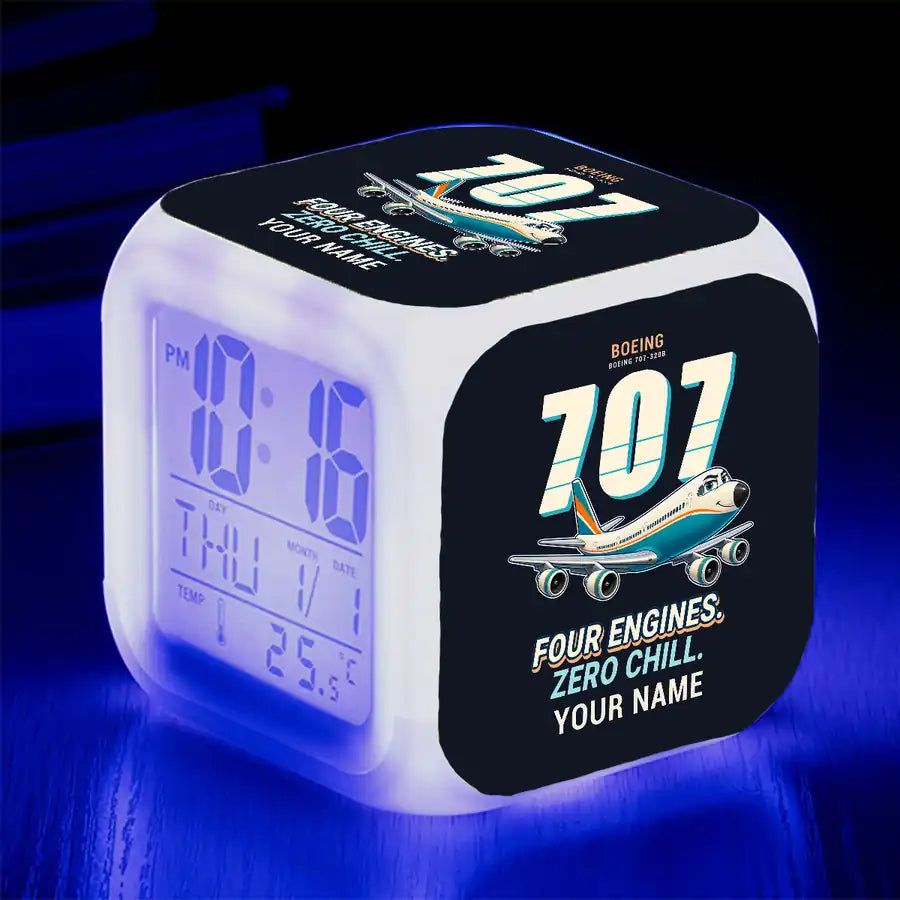 Boeing 707-320C - Cartoon + Name - Alarm Clock