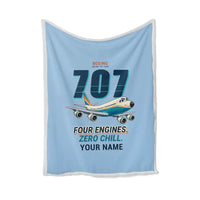 Thumbnail for Boeing 707-320C - Cartoon + Name - Blanket - Light Blue