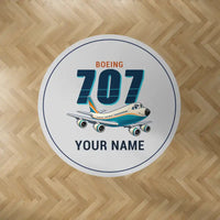 Thumbnail for Boeing 707-320C - Cartoon + Name - Round Carpet - Light Gray