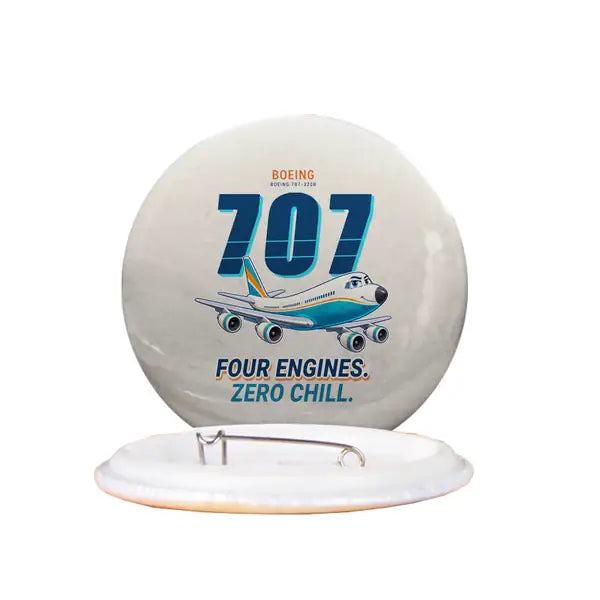Boeing 707-320C - Cartoon - Pin - Beige