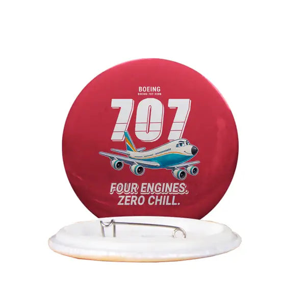 Boeing 707-320C - Cartoon - Pin - Red