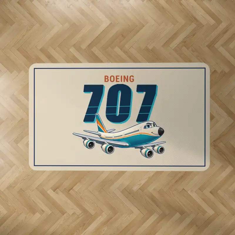 Boeing 707-320C - Cartoon - Rectangle Carpet - Beige