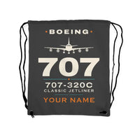 Thumbnail for Boeing 707-320C - Drawstring Bag - Heritage + Name - Gray