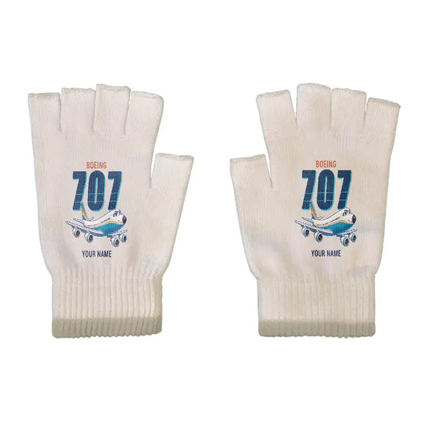 Boeing 707-320C - Gloves - Cut - Cartoon + Name - Beige