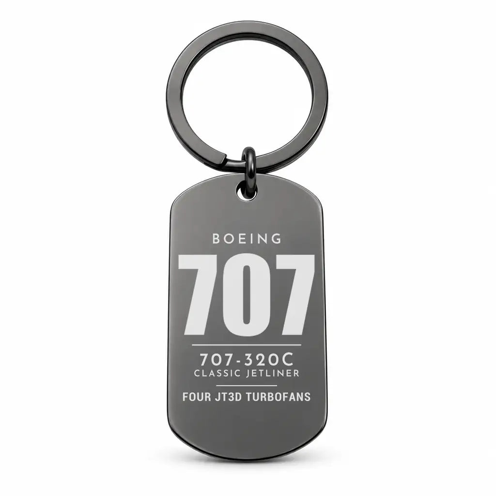 Boeing 707-320C - Key Chain - Tag - Black