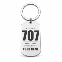 Thumbnail for Boeing 707-320C - Key Chain - Tag + Name - Silver