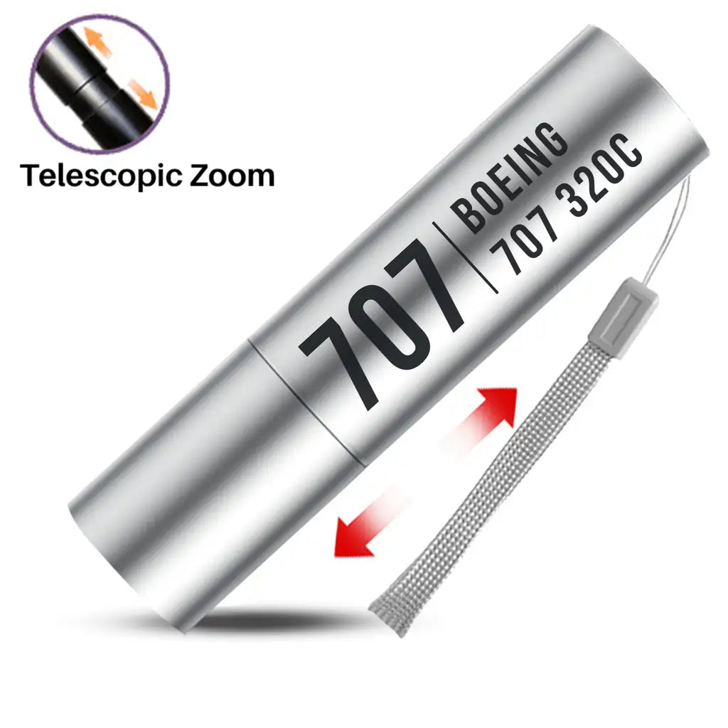 Boeing 707-320C - Mini LED Flashlight - Tag - Silver