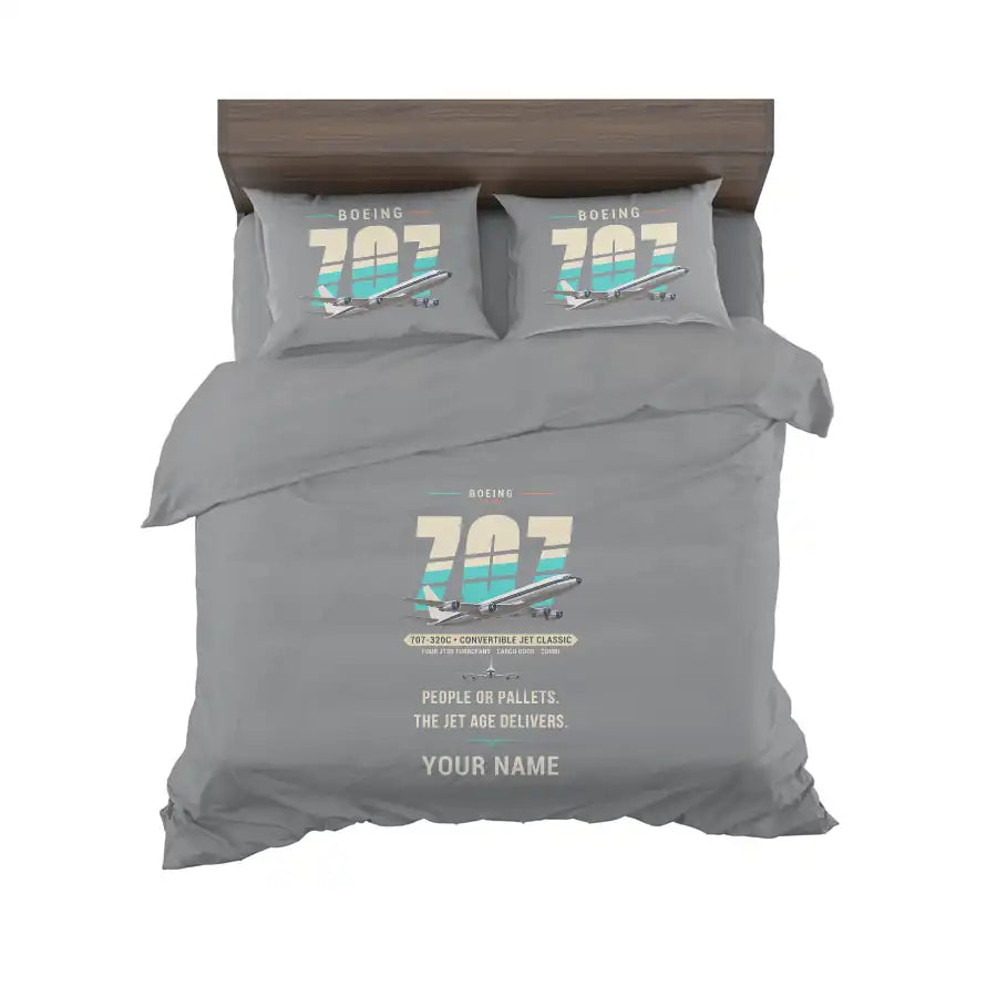 Boeing 707-320C - Original + Name - Bedding Set - Gray