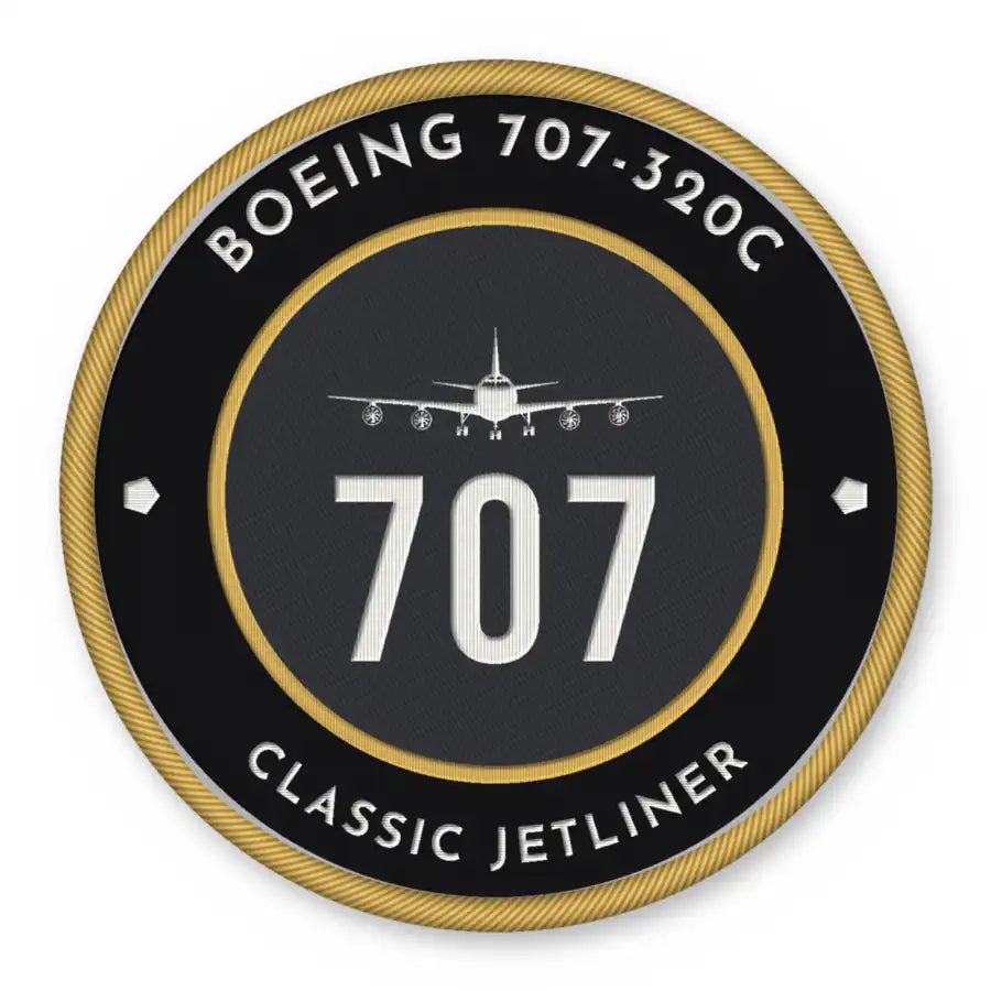 Boeing 707-320C Patches - Circle - Black Gold