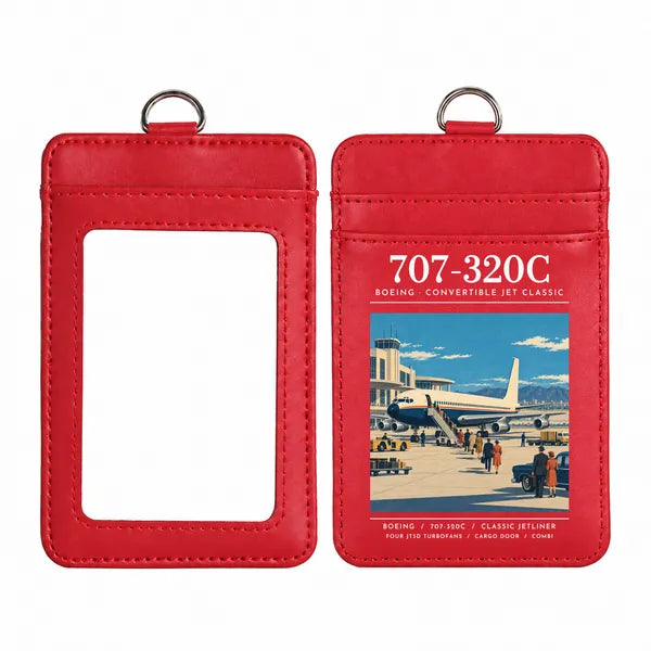 Boeing 707-320C - Poster - ID Card Holder - Red