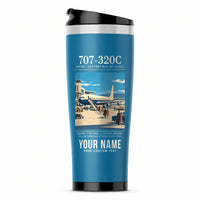 Thumbnail for Boeing 707-320C - Poster + Name - Stainless Steel (No Holder) - Light Blue
