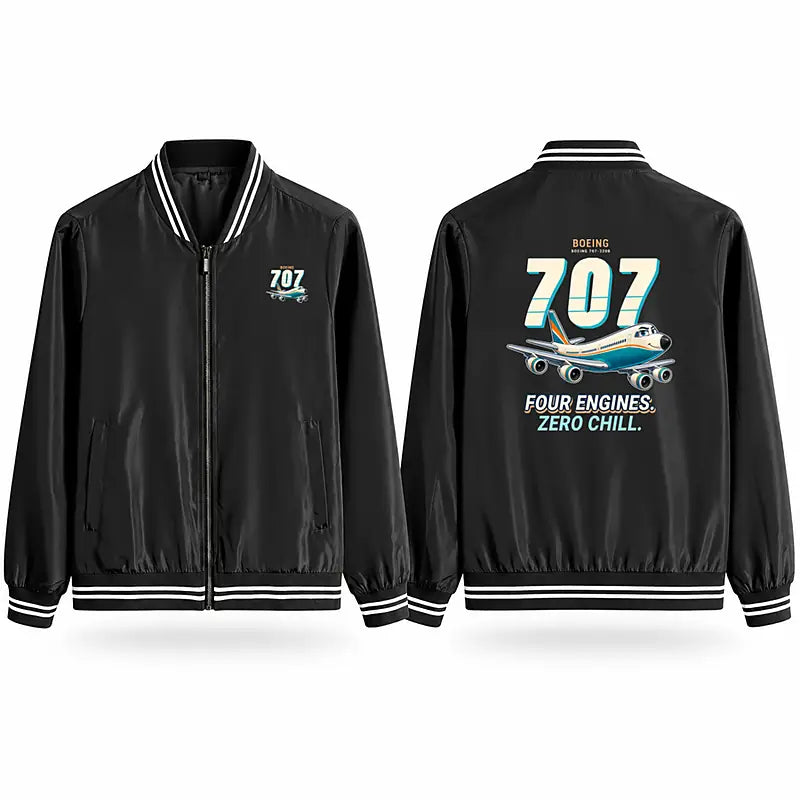 Boeing 707-320C Stylish Jackets - Baseball Collar - Cartoon - Black