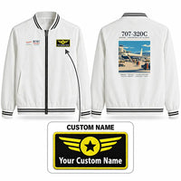 Thumbnail for Boeing 707-320C Stylish Jackets - Baseball Collar - Poster + Name - White