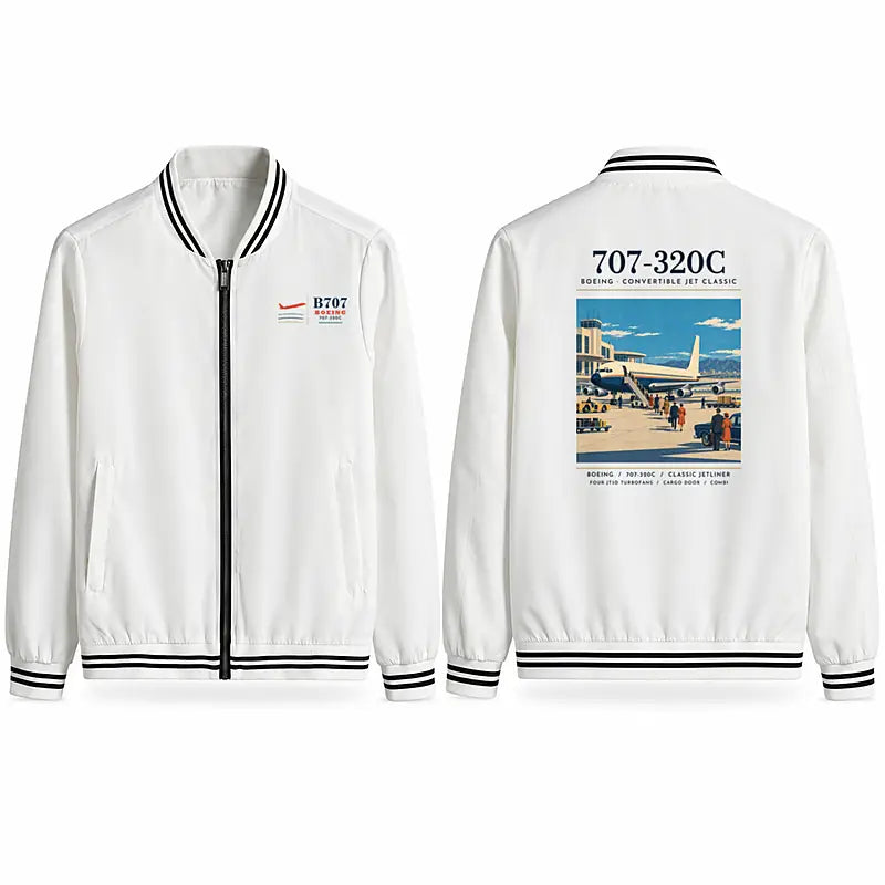 Boeing 707-320C Stylish Jackets - Baseball Collar - Poster - White