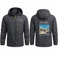 Thumbnail for Boeing 707-320C Stylish Jackets - Hooded Windbreaker - Poster - Charcoal