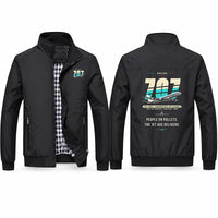 Thumbnail for Boeing 707-320C Stylish Jackets - Stand Collar - Original - Black