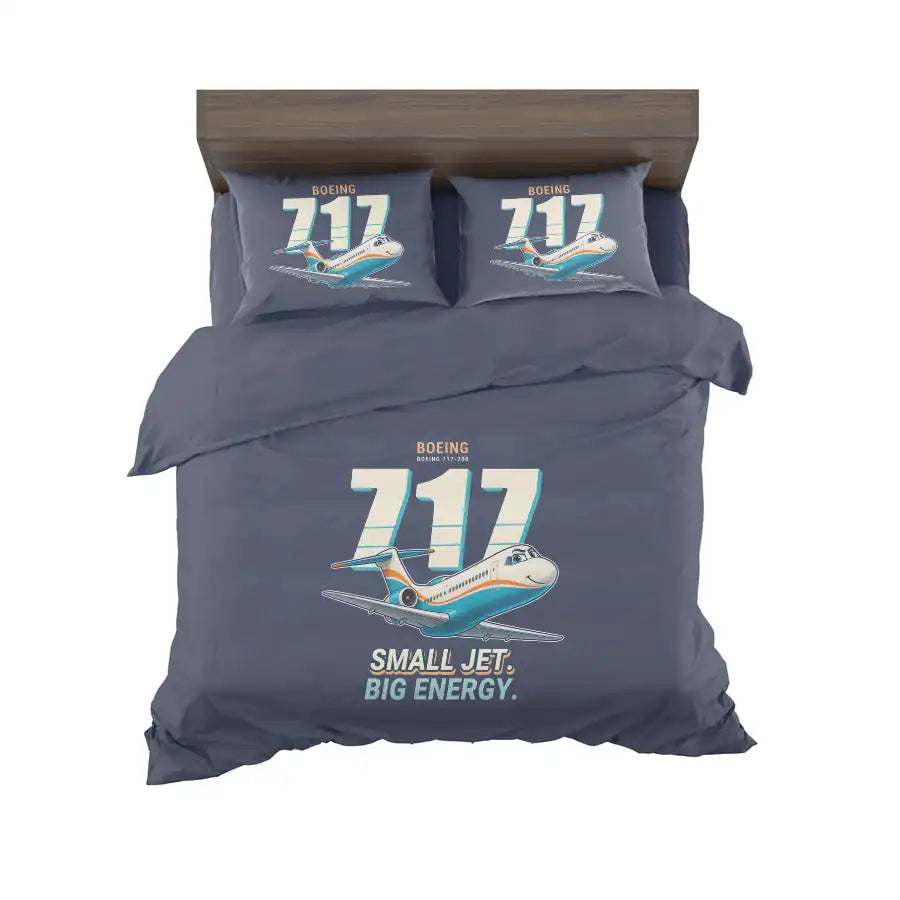Boeing 717-200 - Cartoon - Bedding Set - Navy Blue