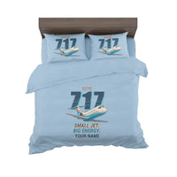 Thumbnail for Boeing 717-200 - Cartoon + Name - Bedding Set - Light Blue
