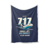 Thumbnail for Boeing 717-200 - Cartoon + Name - Blanket - Navy Blue