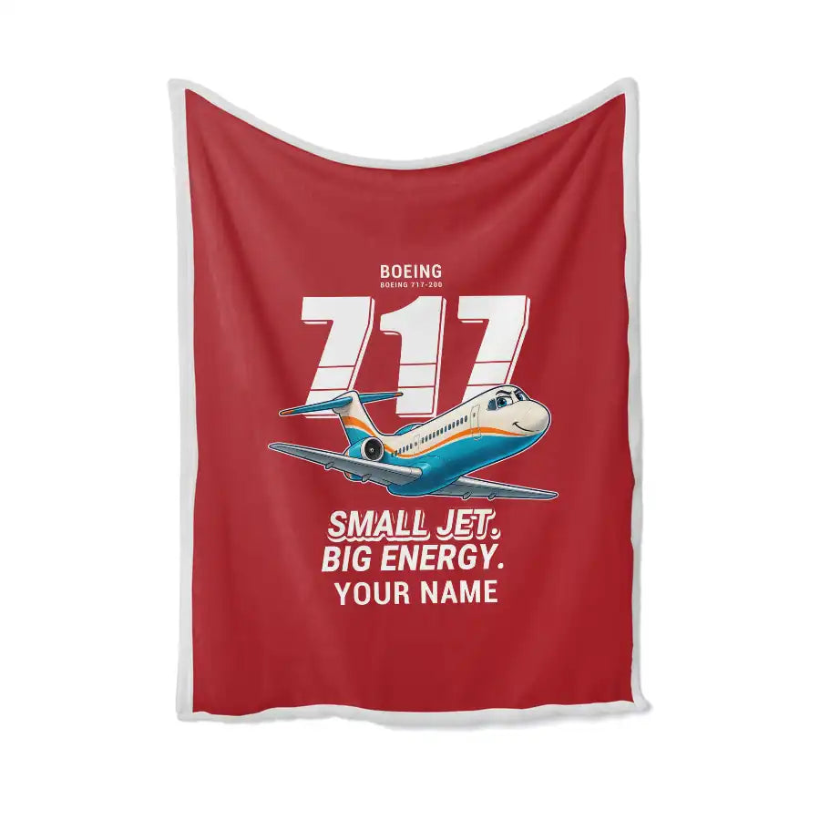 Boeing 717-200 - Cartoon + Name - Blanket - Red