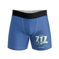 Thumbnail for Boeing 717-200 - Men Boxers - Cartoon + Name - Blue