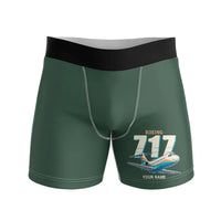 Thumbnail for Boeing 717-200 - Men Boxers - Cartoon + Name - Dark Green