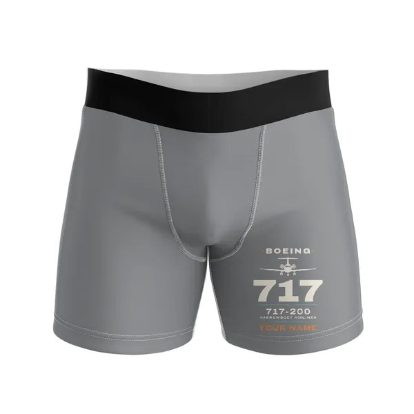Boeing 717-200 - Men Boxers - Heritage + Name - Gray
