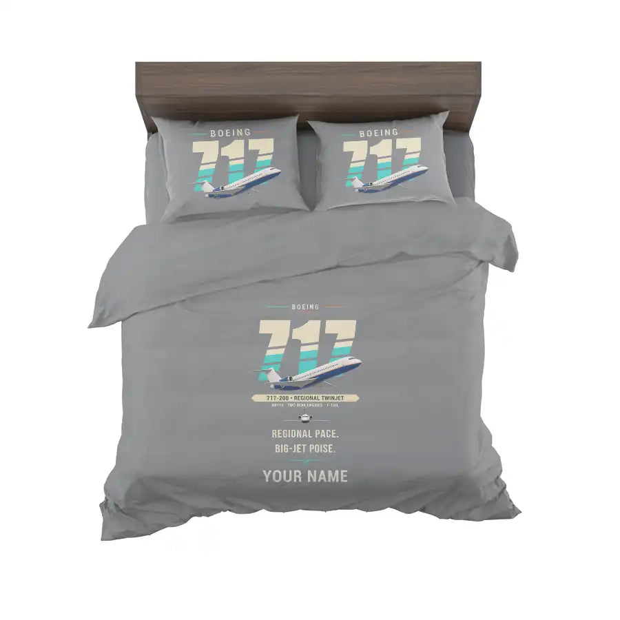 Boeing 717-200 - Original + Name - Bedding Set - Gray