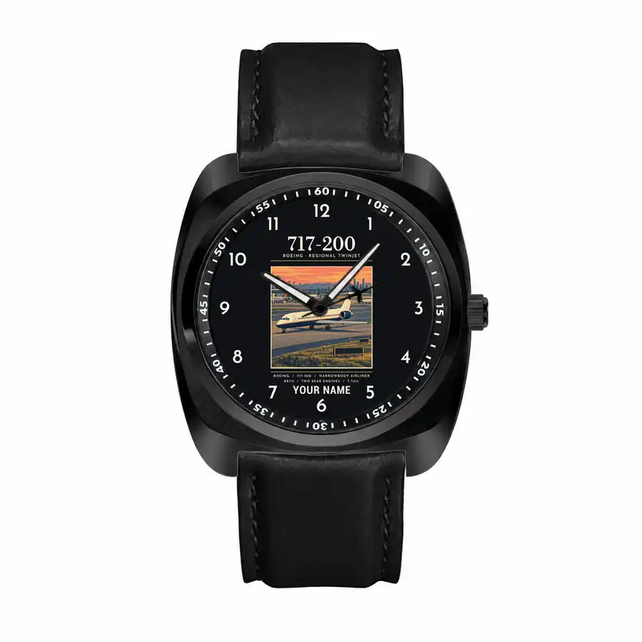 Boeing 717-200 - Poster + Name - Luxury Cushion - Black and Black Strap