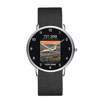 Thumbnail for Boeing 717-200 - Poster + Name - Slim Mesh - Silver and Black Stainless Steel Strap
