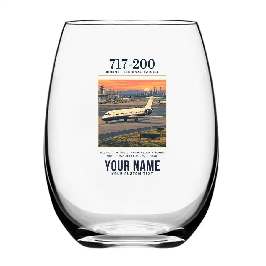 Boeing 717-200 - Poster + Name - Water & Drink Glass