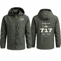 Thumbnail for Boeing 717-200 Stylish Jackets - Hooded Windbreaker - Heritage - Olive Green