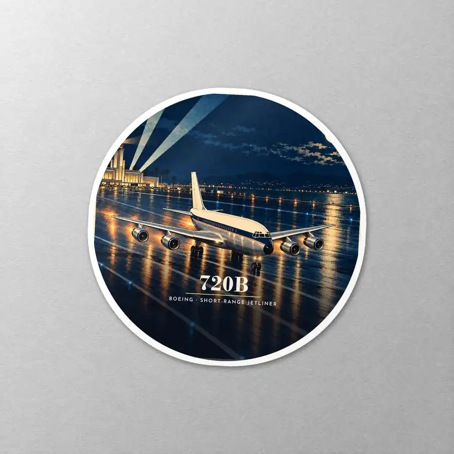 Boeing 720B - 3D - Circle Sticker - Close-up
